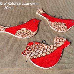Ptaszek ścienny CZERWIEŃ koronka