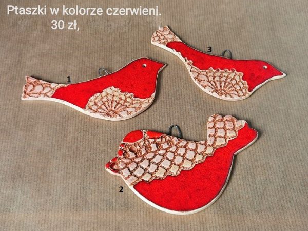 Ptaszek ścienny CZERWIEŃ koronka
