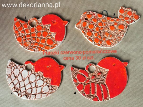 Ptaszek ścienny CZERWONOPOMARAŃCZOWY koronka