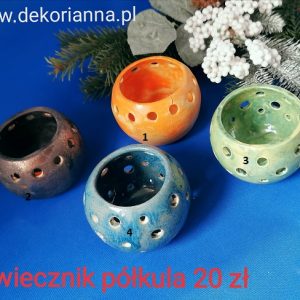 Świecznik półkula KOLORY ceramika