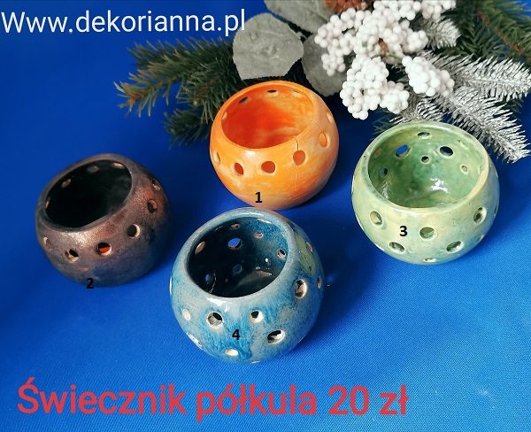 Świecznik półkula KOLORY ceramika